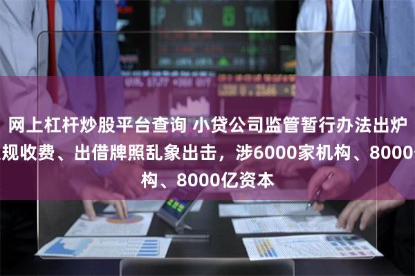 网上杠杆炒股平台查询 小贷公司监管暂行办法出炉：向违规收费、出借牌照乱象出击，涉6000家机构、8000亿资本