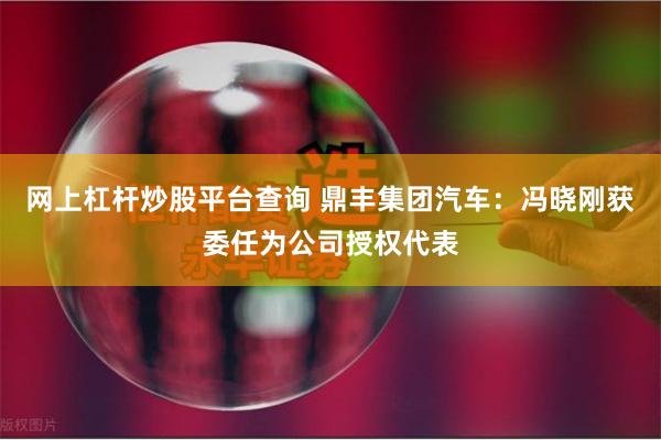 网上杠杆炒股平台查询 鼎丰集团汽车：冯晓刚获委任为公司授权代表